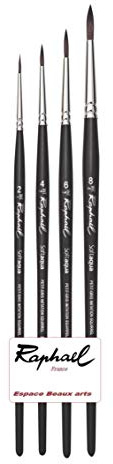 Pinceau Raphael SOFTAQUA.SÉRIE 845 Vegans. N°2 .4. 6. 8. Set 4PCS (Raphael France)