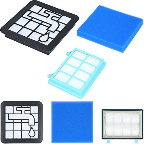 McFilter | 2x Filterset geeignet für Philips FC8010/01 FC9332/09 FC9328,FC9334 FC9349,FC9353 FC9556 FC9515 Hepafilter Staubsaugerfilter Zubehör für PowerPro Compact, Active, City Power Cyclone, 6 Stk