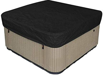 YCDZ Abdeckplane Pool,Quadratische Whirlpoolabdeckung Spa-Abdeckung,robuste 210D Oxford-Stoff Rechteckige Winddichte Und UV-beständige Gartenbadewannenabdeckung (244x244x30cm,Schwarz)