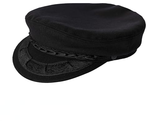 Aegean Authentic Greek Fisherman's Cap - Wool - Black - 7 3/8 - (23 1/4 Inches - 59 cm)