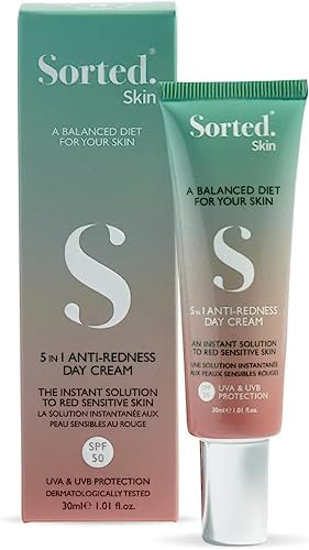 Sorted Skin 5 in 1 Anti-Redness CC Cream SPF50 Colour Correcting Formula for Hypersensitive and Redness Prone Skin, Suitable for All skin Types 1 x 30ml