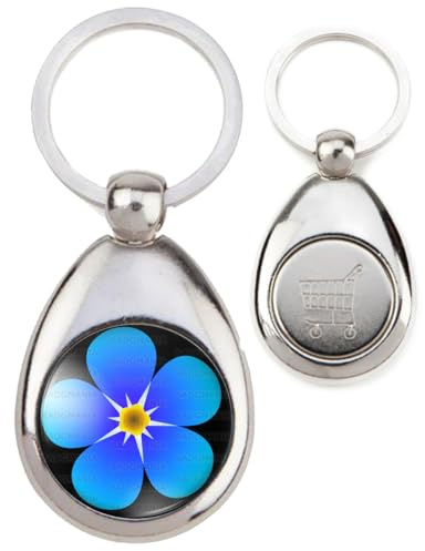 BADGMANIA | Porte Clés Métal Jeton de Caddie | Fleur Myosotis Francs-Maçons Symbole Maçonnique