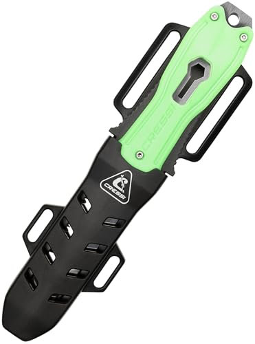CRESSI Lizard Knife Green, Coltello Subacqueo Professionale Ideale per Apnea e Immersioni Unisex Adulto, Verde, Unica