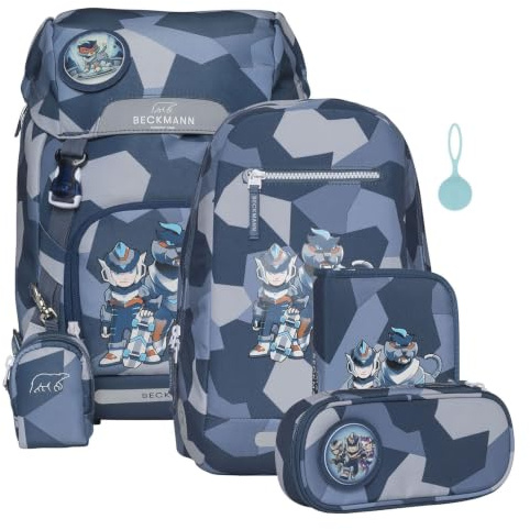 Beckmann Schulranzen Classic Schoolbag Set 6-teilig 22L Tiger Race blau