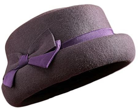 ZMNKH Glockenhut Vintage Wolle Wintermütze Damen Winter Filzmütze Warm Wollmütze Elegant Damenmütze für Reisen Freizeit