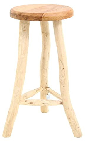 Van der Leeden Bar-Hocker aus massivem Teakholz naturfarben & unbehandelt Ø 35 cm