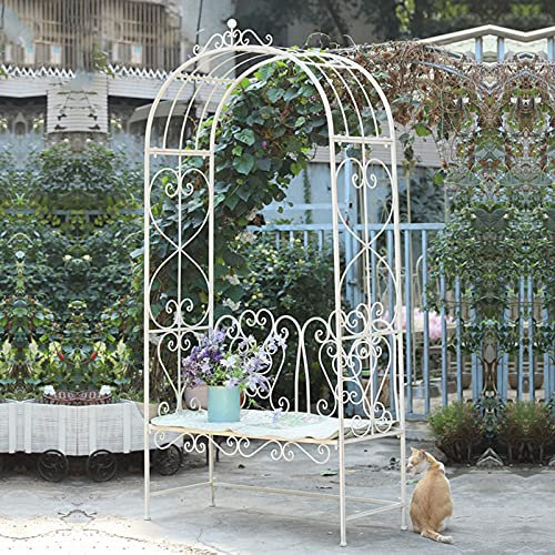Metall-GPavillonbögen, Kletterpergola mit entspannenden Bänken, geeignet für Ranken/Kletterpflanzen, ideal für Hinterhöfe und Außenbereiche