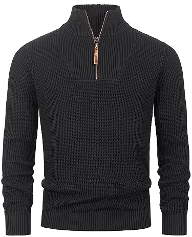 Indicode Herren INYassip Strickpullover mit Stehkragen und Reißverschluss | Klassischer Pullover für elegante und legere Outfits, Strickpullover, Herrenpullover, Freizeitpullover, Troyer für Männer