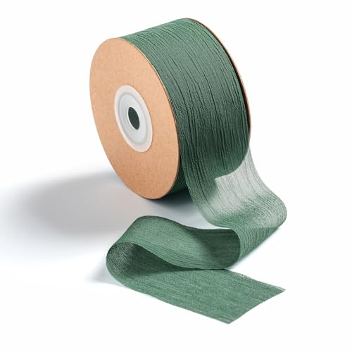 MORSUNBELA Grönt chiffongband 3,8 cm x 23 m presentband brett bröllopsband Grön present dekorativt band Sidenband för födelsedag
