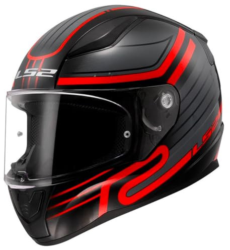 LS2, Casco Moto Integrale RAPID II CIRCUIT Gloss Black Red, M