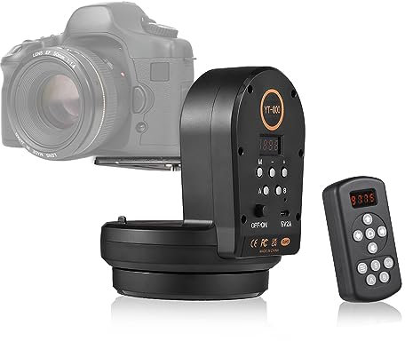 Motorized Pan Tilt Head 2-axis Panoramic Head Electric PTZ Ball Head 1kg/2.2lbs Load Capacity 7 Levels Adjustable Speed 360°Rotatable with Remote Control 1/4in Screw for Vlog Live Streaming Recording