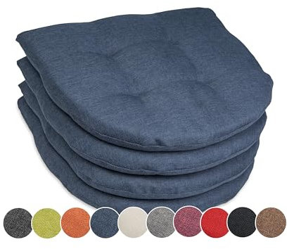 sunnypillow 4er Set Stuhlkissen 40x40 cm - Sitzkissen Stuhl 5cm dick - Sitzpolster für Stühle, Bänke in Haus und Garten - Indoor & Outdoor Auflage für Esszimmerstuhl oder Küche - Blau - Made in EU