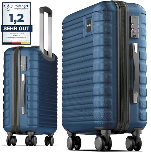 Travely Premium Handgepäck Koffer 55x40x20cm - passend für Ryanair, Lufthansa, Eurowings und co. I 36L Handgepäck Koffer mit sanften Rollen und praktischem TSA Schloss, Reisekoffer