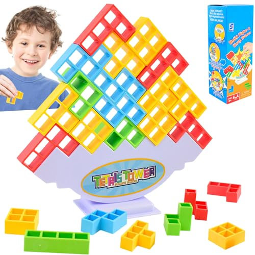 Tetra Tower Balance Game 48 PCS Tower Game Tower Building Toy for Kids & Adults Montessori Toy Gift Balancing Swing Stacking Fun Toys Stacking Blocks Games