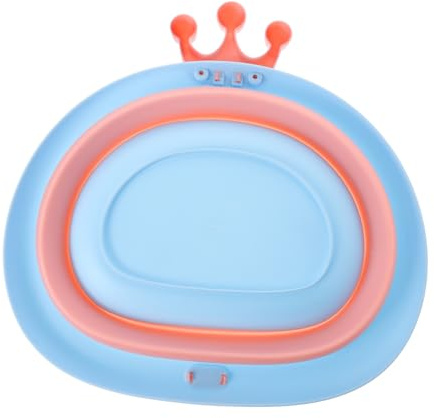 UPKOCH 1stück Faltbares Babywaschbecken Im Entzückenden Kronen-design Tragbare Platzsparende Waschschüssel Für Neugeborene Für Reisen Shower Und Mehr Rosa