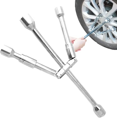 Radschlüssel | 4-Wege-Kreuz-Radschlüssel | 35,6 cm multifunktionaler faltbarer tragbarer Reifenschlüssel für Freund, Vater, Großvater