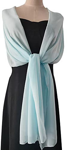 Anevous Stola Damen,Chiffon Halstuch,Elegante Schal,Braut Stola,Sommer Schal,Sheer Chiffon Tücher,Weicher Schal,Langschal für Abendkleid Hochzeit Braut Schultertuch,Hellblau 190x45cm