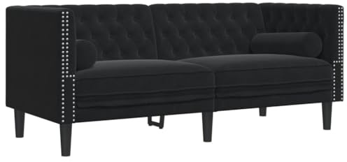 vidaXL Divano Chesterfield con Rinforzi 2 Posti Nero in Velluto, Divano a 2 posti, Divano da Salotto, Divano in Velluto, Divano Imbottito