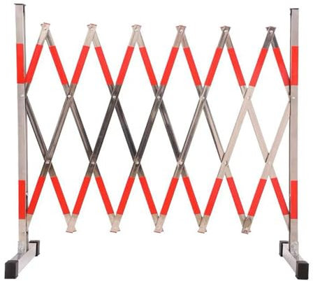 GCGC Industrielle Erweiterbare Straßenhindernisse Aus Metall, Zusammenklappbares Langes Sicherheitstor, Teleskopzaun for Auffahrten, for Lagerstraßenbau, Baustellenauffahrten(350CM/11.4FT)