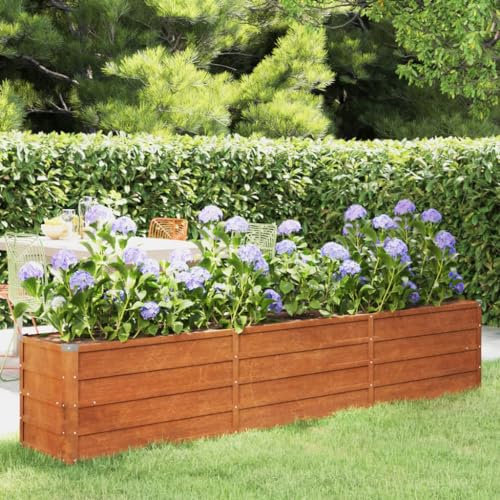 FUDUGEHMIOFWFJJ teichbecken,pflanzkübel XXL,pflanzkübel rechteckig,Hochbeet Rostig 240x40x45 cm CortenstahlGeeignet für Garten, Terrasse, Schlafzimmer, Wohnzimmer