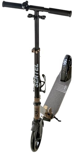 RAVEN Scooter Roller Tretroller Kickscooter für Kinder Erwachsene |klappbar | höhenverstellbar | Tragegurt | Klingel | Flaschenhalter (Sentel ohne Handbremse, 200mm)