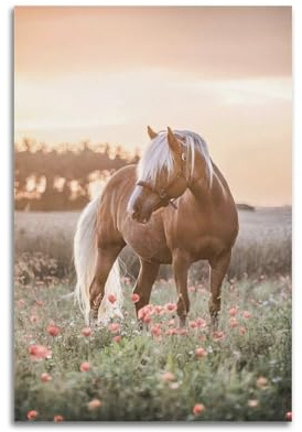 GTTHOK Haflinger Pferde-Poster, dekoratives Gemälde, Leinwand, Kunstbild, 60 x 90 cm