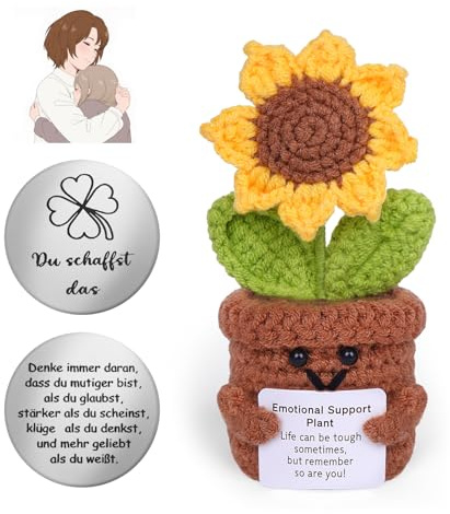 YYAQZD Pocket Hug Positive Sonnenblumen Kleine Geschenke, Positive Kartoffel Puppe und Kleine Umarmung Glücksbringer (Silber), Mutmacher Geschenk, Gute Besserung Geschenk,Geburtstagsgeschenk