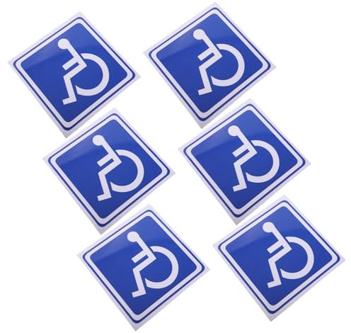 PartyKindom 6blätter Rollstuhl Schild Für Auto Selbstklebender Behindertenaufkleber Barrierefreies Toilettenschild Wetterfeste Behindertentoilettenschild Türaufkleber Fahrzeugversorgungszugang