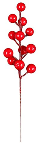 Künstliche rote Zweige mit Stechpalmen-Simulationsblumen, Obst, Weihnachten, Festival, Arrangement, 10 Stück