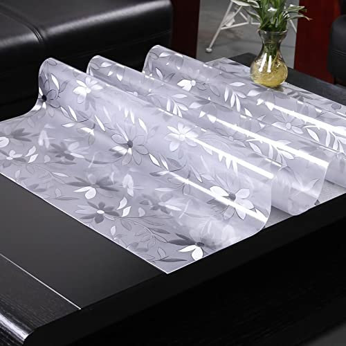 Transparente PVC-Tischdecke, transparente Tischschutzfolie, 2 mm dick, rechteckig, Blumenform, waschbar und wasserdicht, Tischläufer, Glasklare Folie für Glastische, Schutzfolie für Tischplatte