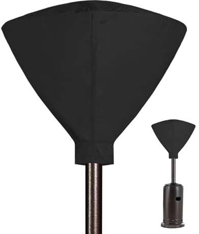 Patio Heater Cover with Zipper and Storage Bag, Waterproof Outdoor Round 34D Heater Cover Top for Standing Heat, Dustproof, UV-Resistant (Top Cover Only, Black)