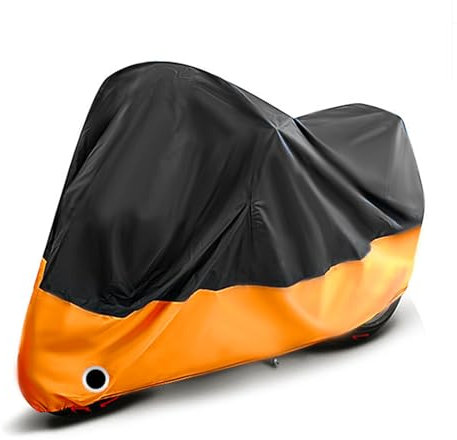 Funda de Moto Impermeable Compatible para Kawasaki Vulcan 900 Custom - Protección UV, Antipolvo, Anticorrosión, Portátil, Accesorio de Almacenamiento Exterior,B/BlackOrange