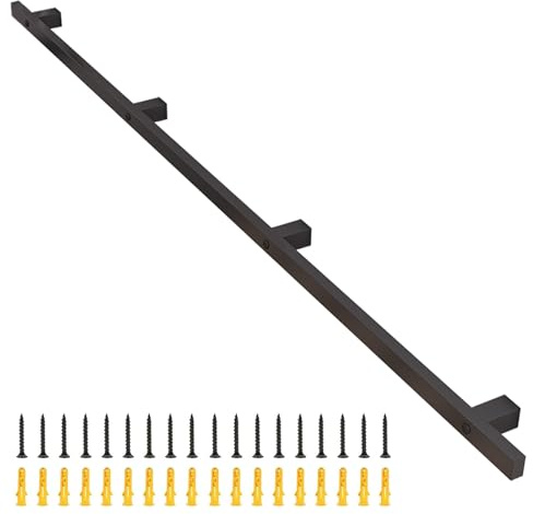 Schwarze Handläufe für Treppen, 1 m, 2 m, 3,6 m, 4 m, 5,2 m, Rohrtreppengeländer, Handläufe, Sicherheitshandläufe für den Außenbereich, Geländergeländer für Innenstufen, Wandfußgeländerstütze(90cm)