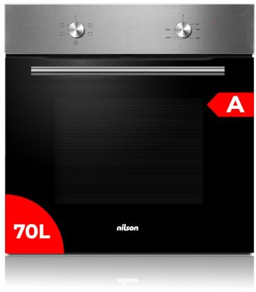 Nilson Horno Multifunción Básico Inox NH4700EX. Capacidad 70 Litros, 2100 W, 4 Programas, Interior Esmaltado, Fácil Limpieza, Eficiencia Energética Clase A
