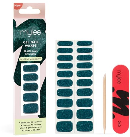 Mylee Gel Nail Wraps [Bauble] - 20 Pre-Cured Gel Stickers | Instant Mani, No Lamp Needed, Chip-Resistant, Glossy Finish, Lasts Up to 14 Days – Easy to Apply