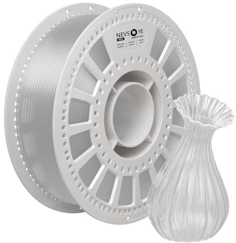 NevsBye PETG 3D Drucker Filament 1.75mm, 1kg Spule, Maßgenauigkeit +/- 0.02mm, passend für die meisten Drucker, verhedderungsfrei für reibungsloses Drucken (Transparent)