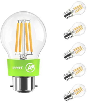 LVWIT Bombillas LED B22 Luz cálida 2700K,Bombilla LED de Filamento G45 Estilo Vintage,2,2W Equivalente a 40W,470 LM,Bombillas de filamento Clase A Ultraeficientes,Ahorro Energético,No Regulable,6U