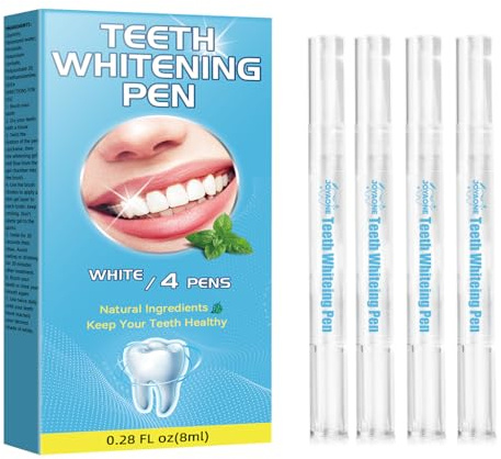 Teeth Whitening Pen, Teeth Whitener for Stain Removal, Professional Smile Brightening at Home and On-The-Go, Stain Remover for Teeth, Fast-Acting (4 Pens × 2 ml Each)