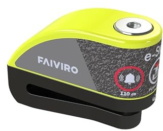 Viro | E-Stop Bloccadisco Moto con Allarme, Asta 6mm, Colore Giallo Nero, Lucchetto Moto Antifurto per Scooter e Moto