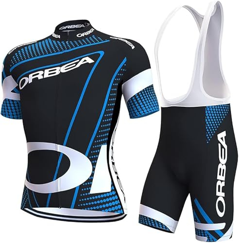 Fenovel Fahrradbekleidung Herren Set Rennrad Anzug Kurzarm Radsport-bekleidung + Profi-radhose 19D Gepolstert mit Träger