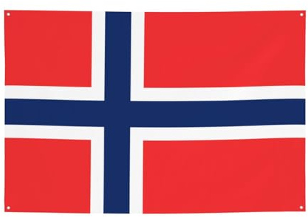 FDGBNM Bandera noruega vibrante para fiestas, 47 x 17 pulgadas, resistente a los rayos UV, a prueba de decoloración, 4 ojales, para uso en interiores y exteriores.