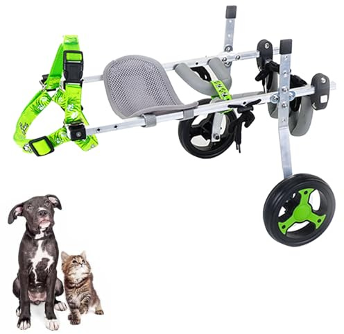 Haustierpflege Hunderollstuhl,Rollstuhl FüR Die Hinterbeine,MobilitäTshilfe Aluminiumlegierung Rehabilitation Der Hinterbeine,Beinhilfshilfe Behinderter Kleiner Welpen,Ideal äLtere Hunde(XS,Two wheels