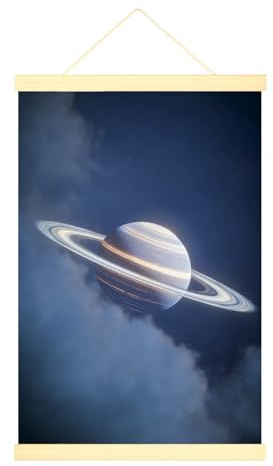 Poster da appendere su tela, motivo: astronomia, anelli cosmici, nuvole, stampe artistiche blu, decorazione da parete per soggiorno, dormitorio, appartamento, 40,6 x 61 cm