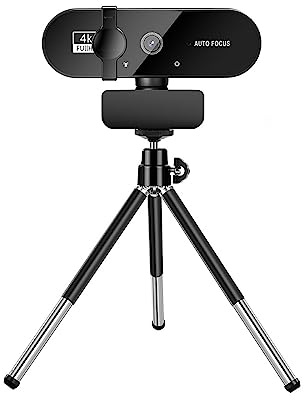 Cámara web, Webcam 4K 1080P Mini cámara 2K Full HD Webcam con micrófono 15-30fps USB Web Cam for PC Laptop Video Shooting Camera(4K With Tripod)
