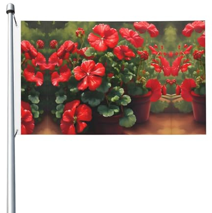Banderas de doble cara impresas con geranios rojos, banderas decorativas para interiores y exteriores, con ojales adecuados para jardines y patios.
