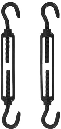 2Pcs Stainless Steel Turnbuckle Hook, M4 Black Decorative Turnbuckle Hook Adjustable Wire Rope Tensioner for Shade Sail Fence Tent Picture Hanging Kit Installation