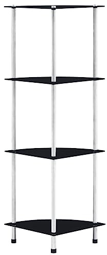 4-nivåers hörnhylla växtstativ fristående modern svart display torn härdat glas & robust förvaring för vardagsrum badrum sovrum heminredning