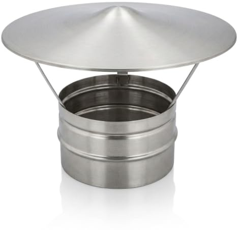MAKA Comignolo Cinese Tondo, Terminale in Acciaio Inox per Canna Fumaria Camino Stufa a Legna Pellet e Gas, Cappello Antipioggia Aspirafumo(Ø 400 mm)