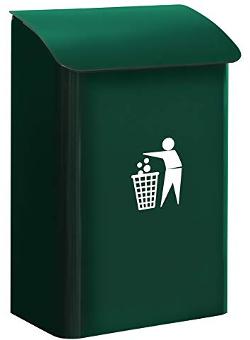 Arregui M283313 E6103 Wandmülleimer aus Stahlt, Für Garagen, Portalen und Innenräumen, 18L, Grün, 42,5 x 27,5 x 15,5 cm
