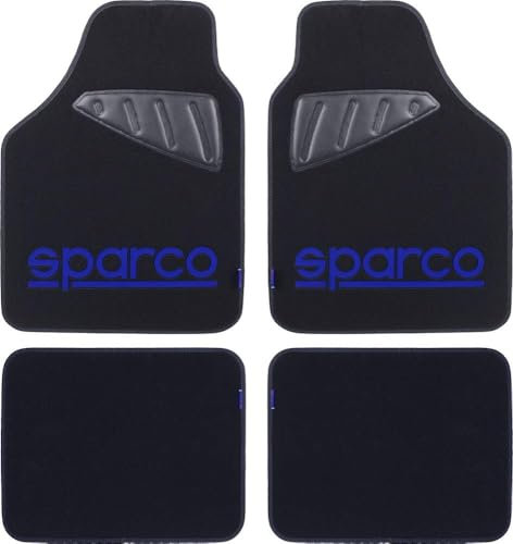 Sparco SPC1901A Set Tappeti in Moquette, Nero/Blu